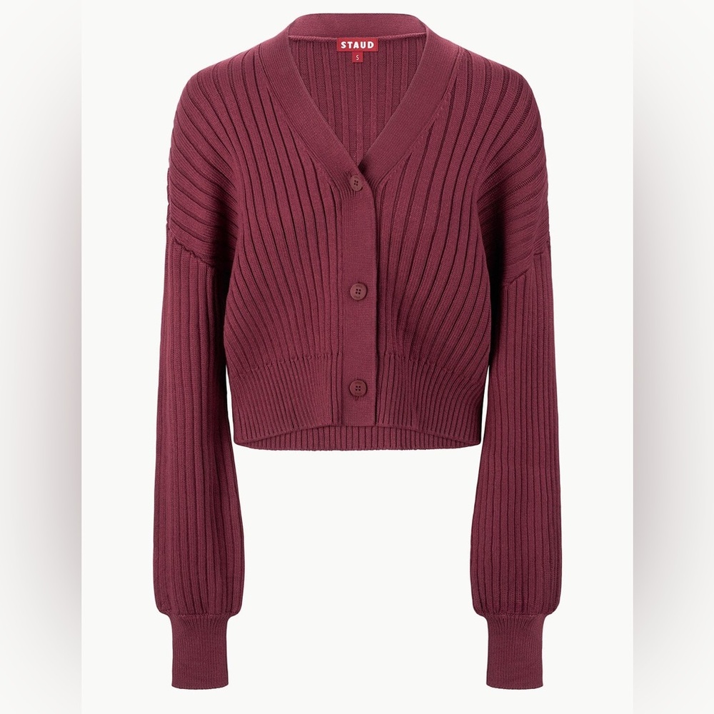 STAUD ELOISE CARDIGAN - Burgundy NWT